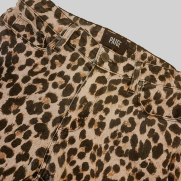 Paige cheetah skinny jeans with freyed ends. - Picture 3 of 4